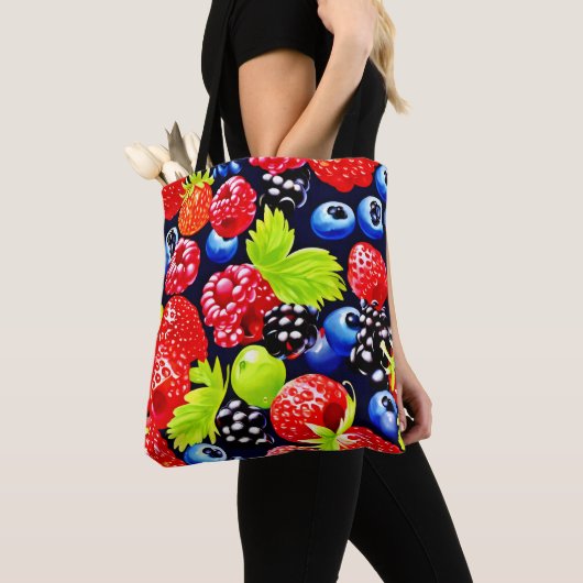 Kleurrijke Berry Medley Design Tote Bag (Dichtbij)