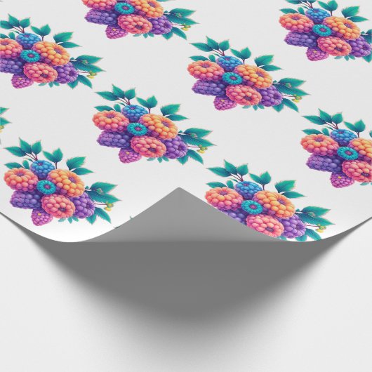 Kleurrijke bessen cadeaupapier (Hoek)