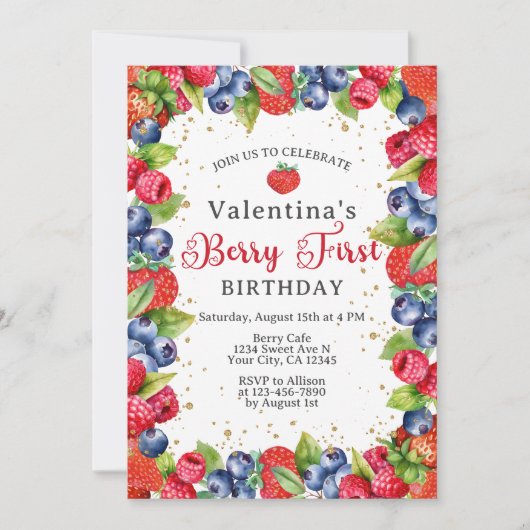 Kleurrijke bessen meisjes bessen eerste 1e verjaar kaart (Voorkant)