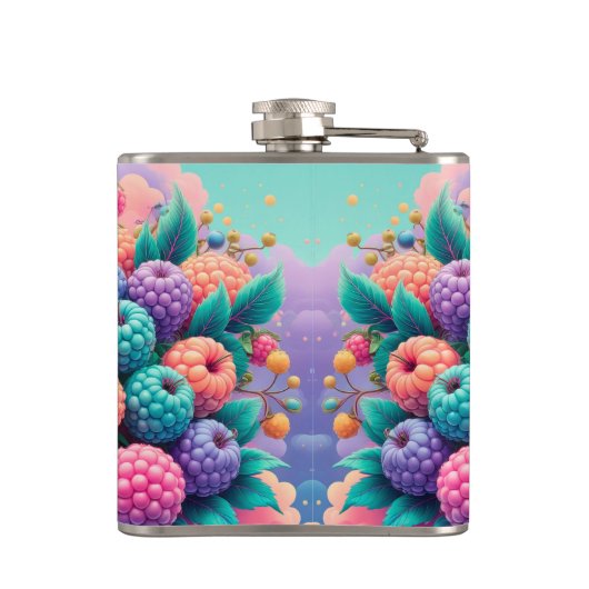 Kleurrijke bessen met beste vader ooit heupfles (Achterkant)