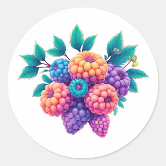 Kleurrijke bessen ronde sticker (Voorkant)