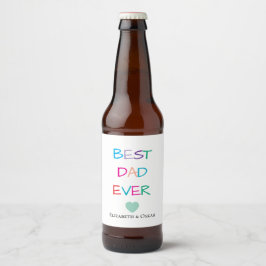 Kleurrijke "Best Dad Ever" - Leuk en oprecht cadea Bier Etiket