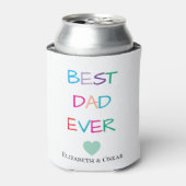 Kleurrijke "Best Dad Ever" - Leuk en oprecht cadea Blikjeskoeler (Blikje Voorkant)