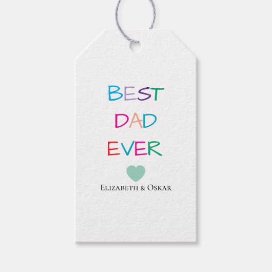 Kleurrijke "Best Dad Ever" - Leuk en oprecht cadea Cadeaulabel (Voorkant)