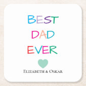 Kleurrijke "Best Dad Ever" - Leuk en oprecht cadea Kartonnen Onderzetters (Voorkant)