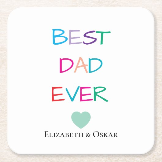 Kleurrijke "Best Dad Ever" - Leuk en oprecht cadea Kartonnen Onderzetters (Voorkant)