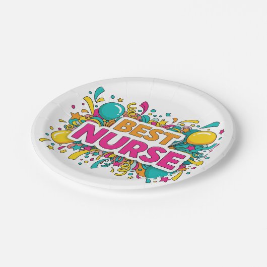 Kleurrijke Best Nurse Party Borden Papieren Bordje (Gekanteld)