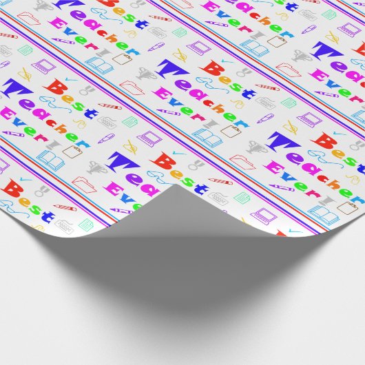 Kleurrijke Beste Leraar Ooit Leuke School Levert K Cadeaupapier (Hoek)