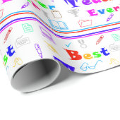 Kleurrijke Beste Leraar Ooit Leuke School Levert K Cadeaupapier (Rol Hoek)