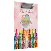 Kleurrijke beste leraar ooit Rainbow Crayon Klembord (Rechts)