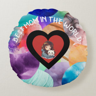 Kleurrijke beste mama in de wereld Sierkussen Rond Kussen