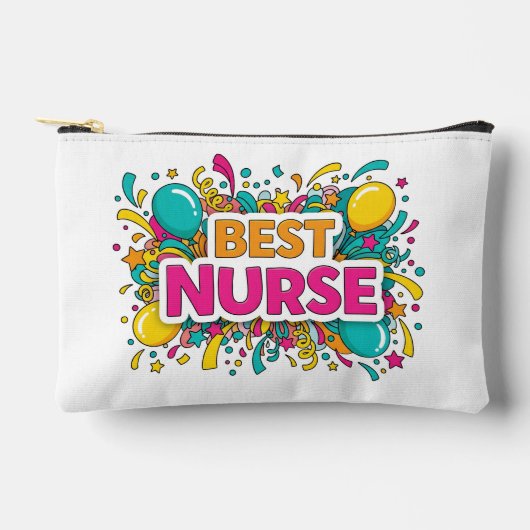 Kleurrijke Beste Verpleegkundige Cosmetische Tas (Voorkant)
