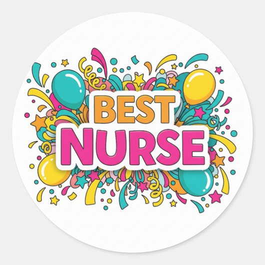 Kleurrijke beste verpleegkundige Sticker (Voorkant)