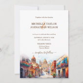 Kleurrijke Bestemming Bruiloft Mexico Bloemen Fies Kaart (Voorkant)