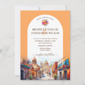 Kleurrijke Bestemming Bruiloft Mexico Bloemen Fies Kaart (Voorkant)