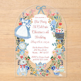 Kleurrijke betoverde Alice in Wonderland verjaarda Acryl Uitnodigingen