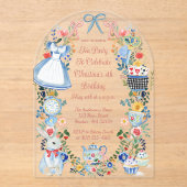 Kleurrijke betoverde Alice in Wonderland verjaarda Acryl Uitnodigingen (Voorkant)