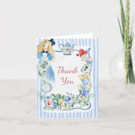 Kleurrijke Betoverde Alice in Wonderland Verjaarda Bedankkaart