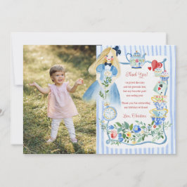 Kleurrijke Betoverde Alice in Wonderland Verjaarda Bedankkaart