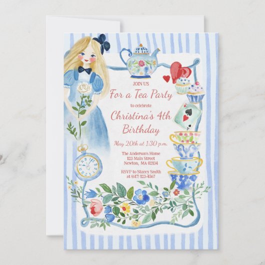 Kleurrijke betoverde Alice in Wonderland verjaarda Kaart (Voorkant)