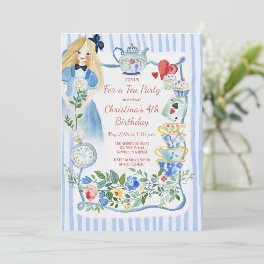 Kleurrijke betoverde Alice in Wonderland verjaarda Kaart (Staand voorkant)