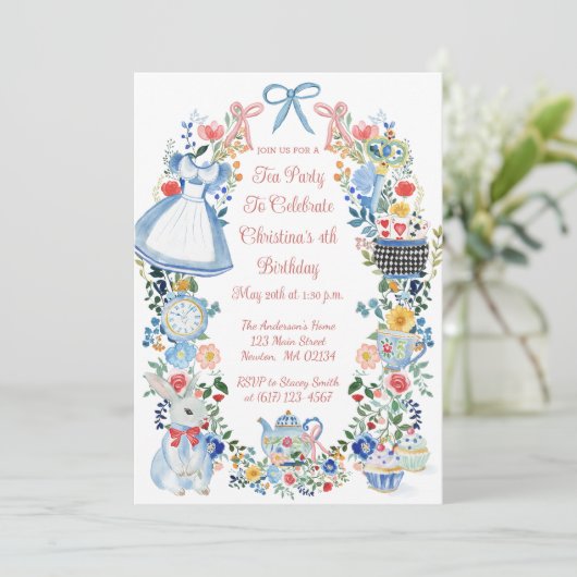 Kleurrijke betoverde Alice in Wonderland verjaarda Kaart (Staand voorkant)