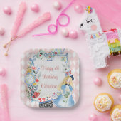 Kleurrijke betoverde Alice in Wonderland verjaarda Papieren Bordje (Feest)