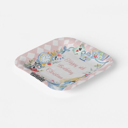 Kleurrijke betoverde Alice in Wonderland verjaarda Papieren Bordje (Gebogen)