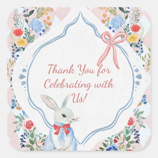 Kleurrijke betoverde Alice in Wonderland verjaarda Vierkante Sticker (Voorkant)