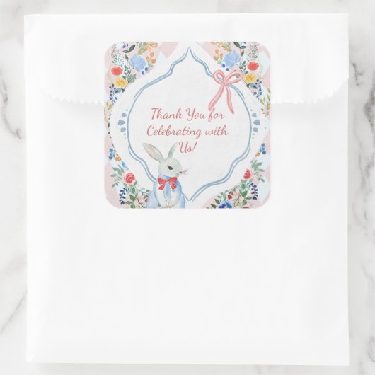 Kleurrijke betoverde Alice in Wonderland verjaarda Vierkante Sticker (Tas)