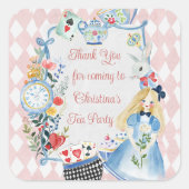 Kleurrijke betoverde Alice in Wonderland verjaarda Vierkante Sticker (Voorkant)