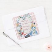Kleurrijke betoverde Alice in Wonderland verjaarda Vierkante Sticker (Envelop)