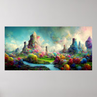 Kleurrijke betoverde bos fantasy landschap