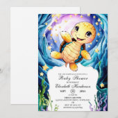 Kleurrijke betoverde Ocean Turtle Baby shower Kaart (Voorkant / Achterkant)