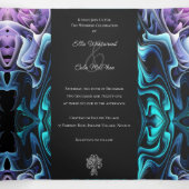 Kleurrijke betoverende bruiloft drieluik uitnodiging (Binnenkant midden)