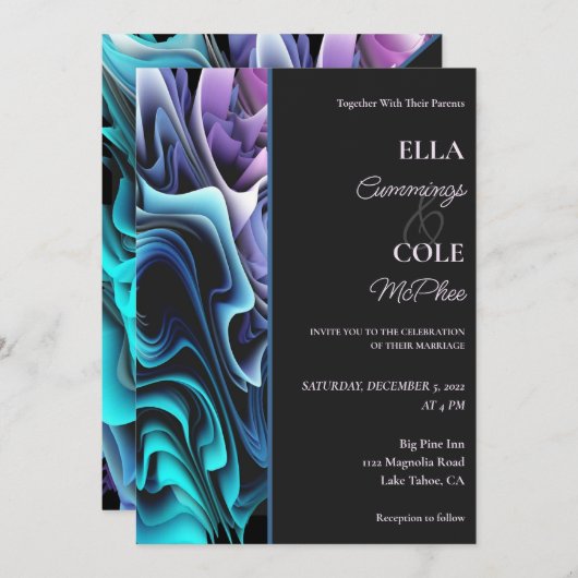 Kleurrijke betovering bruiloft uitnodiging (Voorkant / Achterkant)