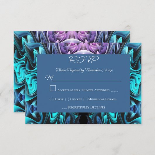 Kleurrijke betovering RSVP kaartje (Voorkant / Achterkant)