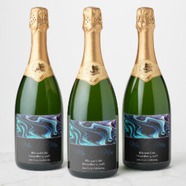 Kleurrijke betovering sparkling wijnetiket