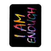 Kleurrijke bevestiging "Ik ben genoeg" op zwart bv Magneet (Verticaal)