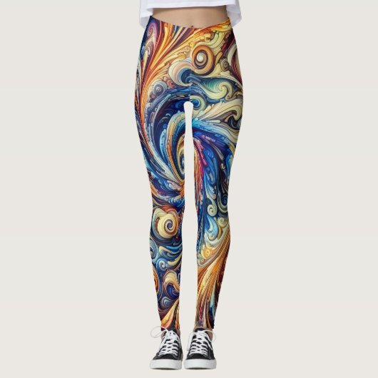 Kleurrijke beweging Abstracte kunst Leggings (Voorkant)
