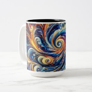 Kleurrijke beweging Abstracte kunst Tweekleurige Koffiemok