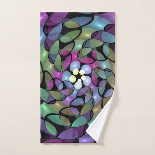 Kleurrijke Bewegingen Abstracte Trippy Fractal Art Bad Handdoek (Handdoek)