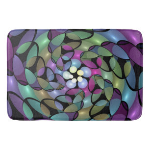 Kleurrijke Bewegingen Abstracte Trippy Fractal Art Badmat