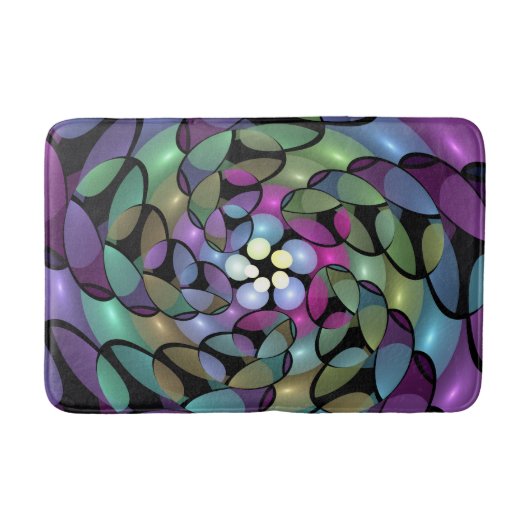 Kleurrijke Bewegingen Abstracte Trippy Fractal Art Badmat (Voorkant)