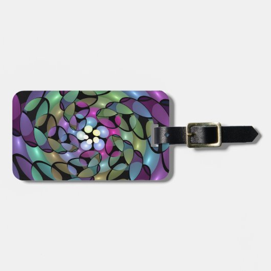 Kleurrijke Bewegingen Abstracte Trippy Fractal Art Bagagelabel (Voorkant horizontaal)