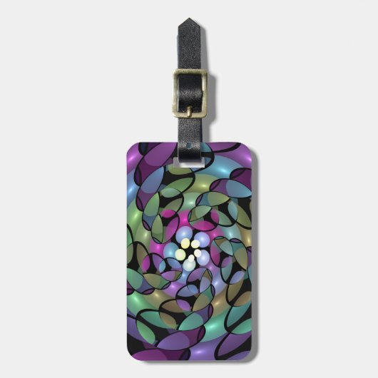 Kleurrijke Bewegingen Abstracte Trippy Fractal Art Bagagelabel (Voorkant verticaal)