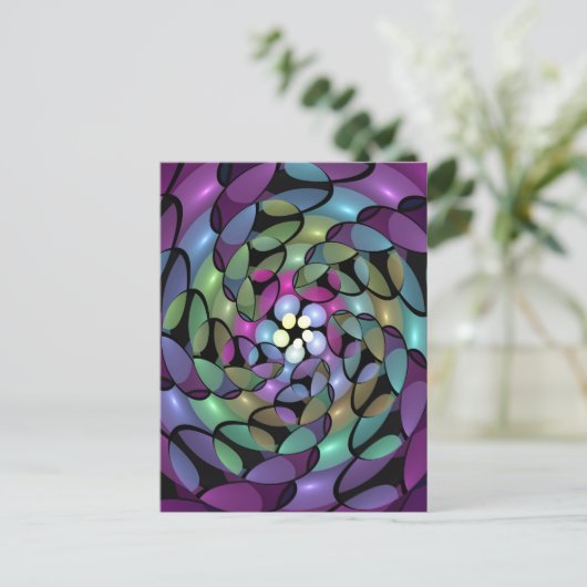 Kleurrijke Bewegingen Abstracte Trippy Fractal Art Briefkaart (Staand voorkant)