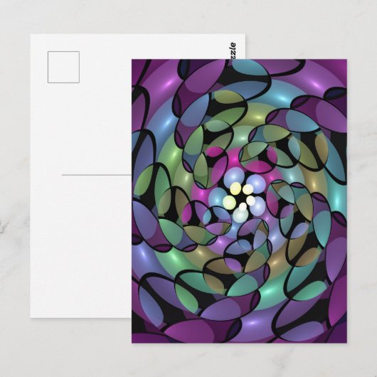 Kleurrijke Bewegingen Abstracte Trippy Fractal Art Briefkaart (Voorkant / Achterkant)