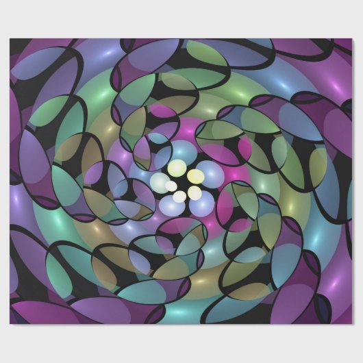 Kleurrijke Bewegingen Abstracte Trippy Fractal Art Cadeaupapier (Vlak)