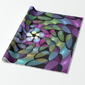 Kleurrijke Bewegingen Abstracte Trippy Fractal Art Cadeaupapier (Uitgerold)